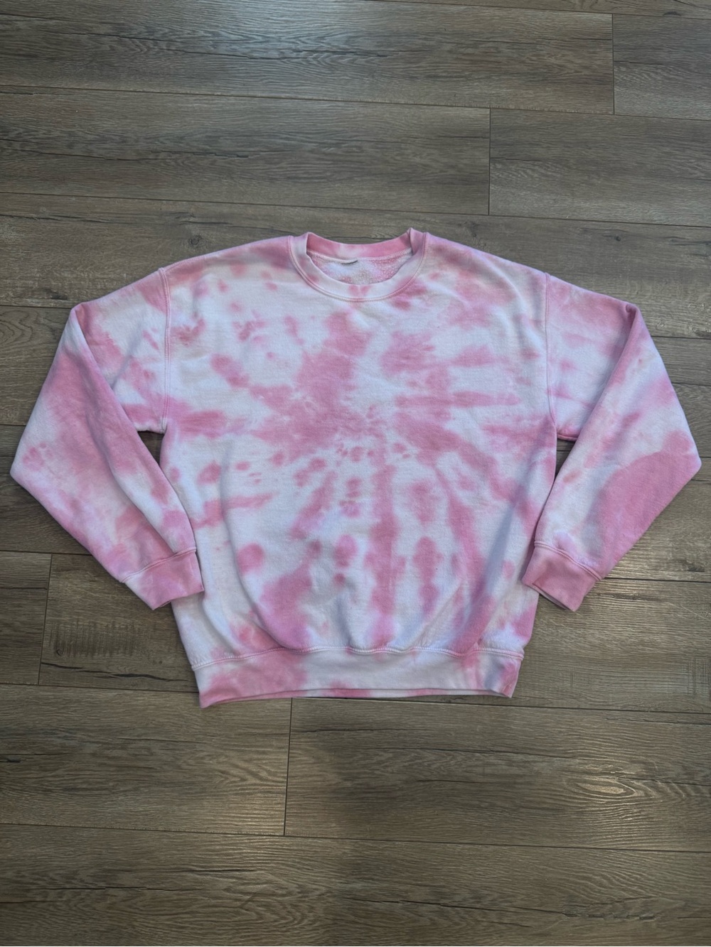 Pink and White Tie-Dye Crewneck Sweatshirt
